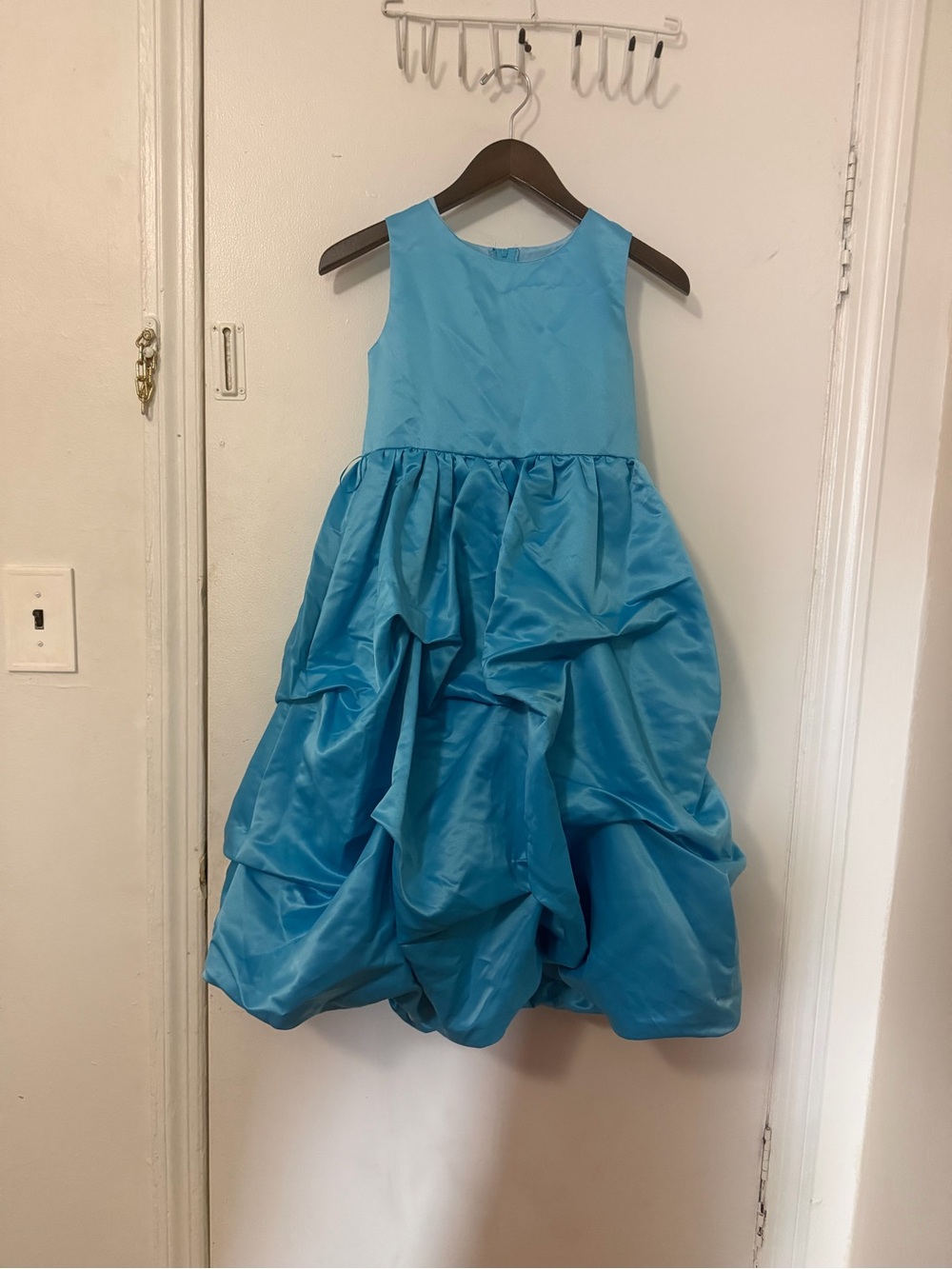 Bright Blue Satin Bubble Hem Dress